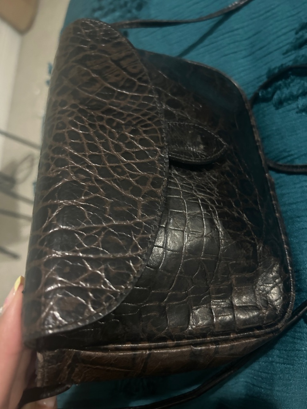 Vintage Furla Croc Embossed Leather Mini Crossbody Bag – Italian Leather - Picture 8 of 8